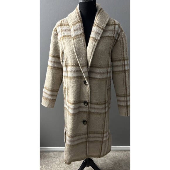 Old Navy Brown Plaid Wool Blend Shacket Womens XS Button Down Shirt Jacket - Picture 1 of 5